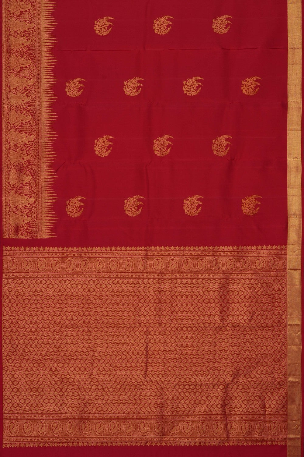 Image of Red Kanchi Silk Saree