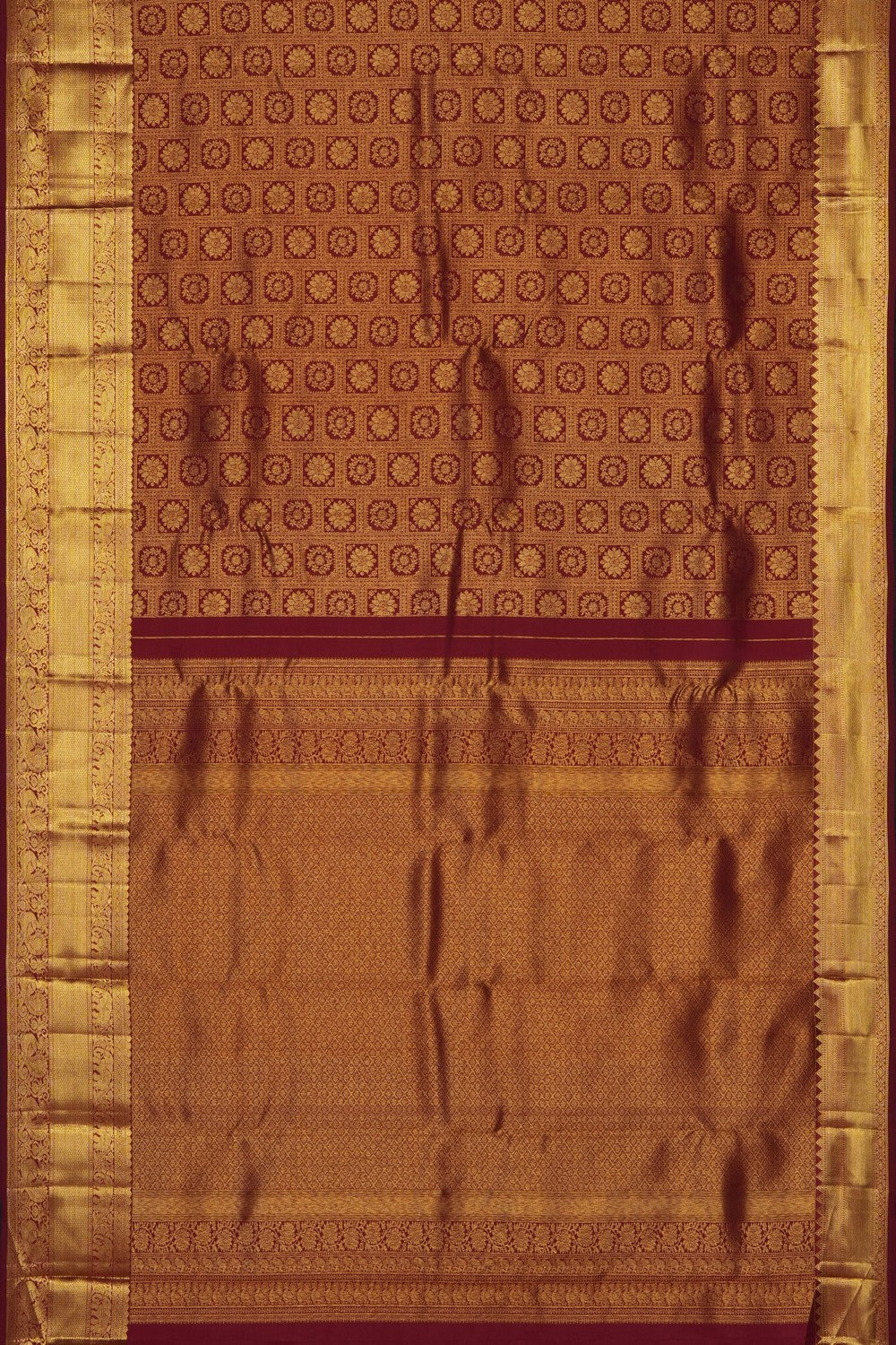 Image of Maroon Kanchipattu Tissue Brocade Saree