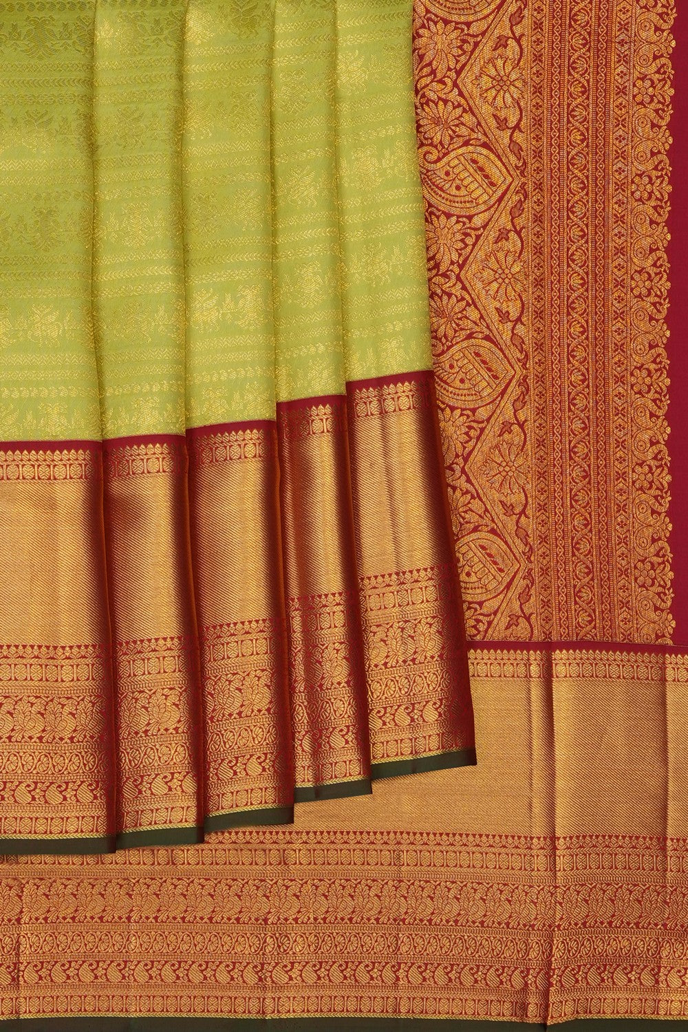 Image of Mint-Green Kanchipattu Kattam Brocade Saree