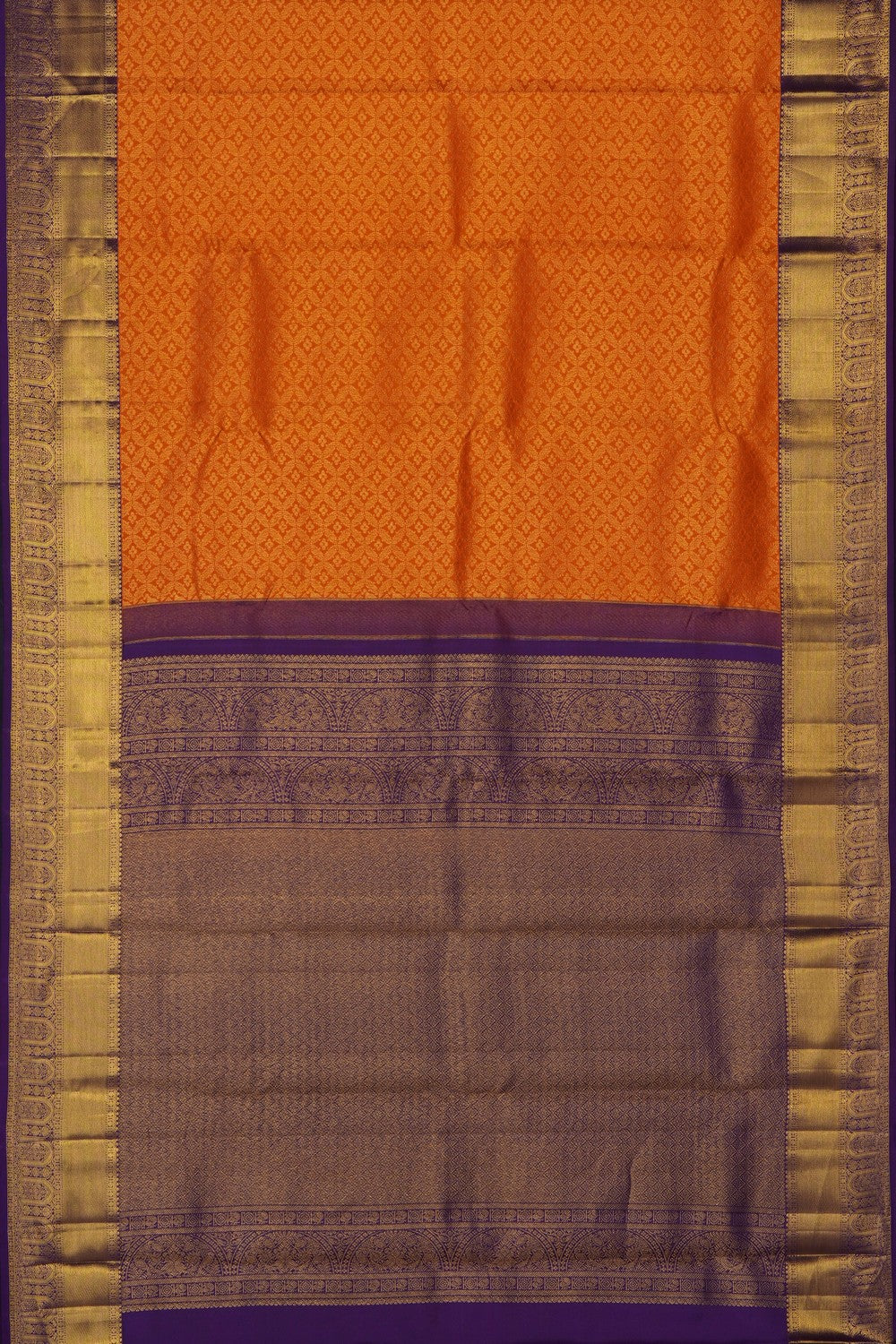 Image of Orange Kanchipattu Brocade Saree
