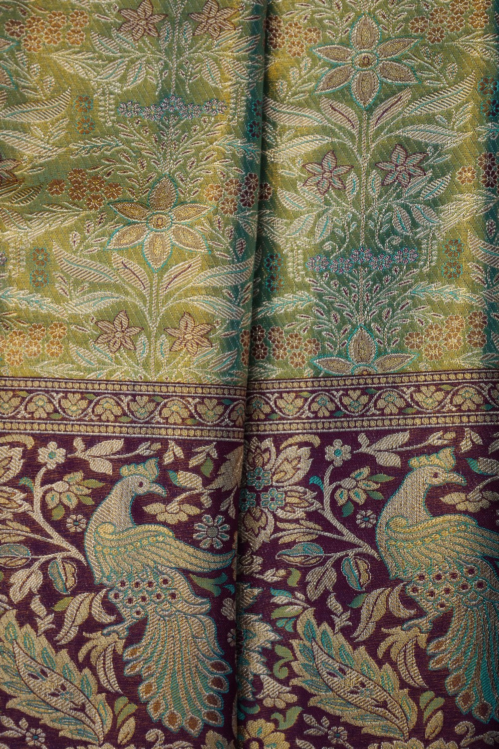 Image of Sea-Green Kanchipattu Tissue Brocade Saree