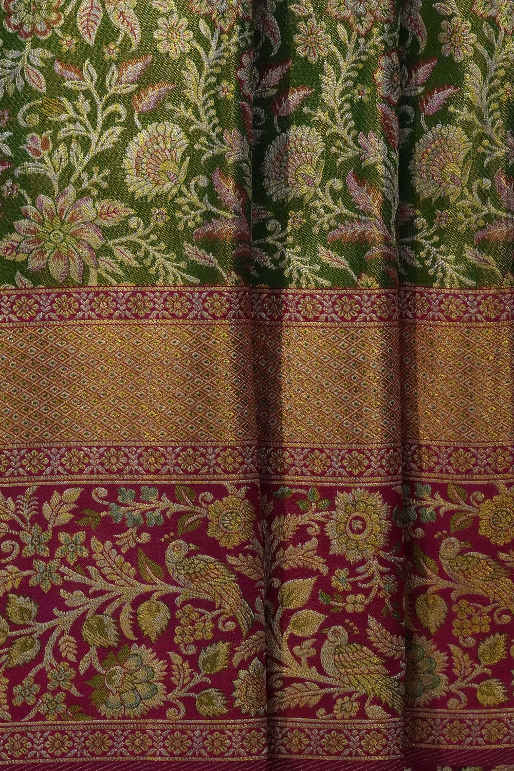 Image of Green Kanchipattu Tissue Brocade Saree