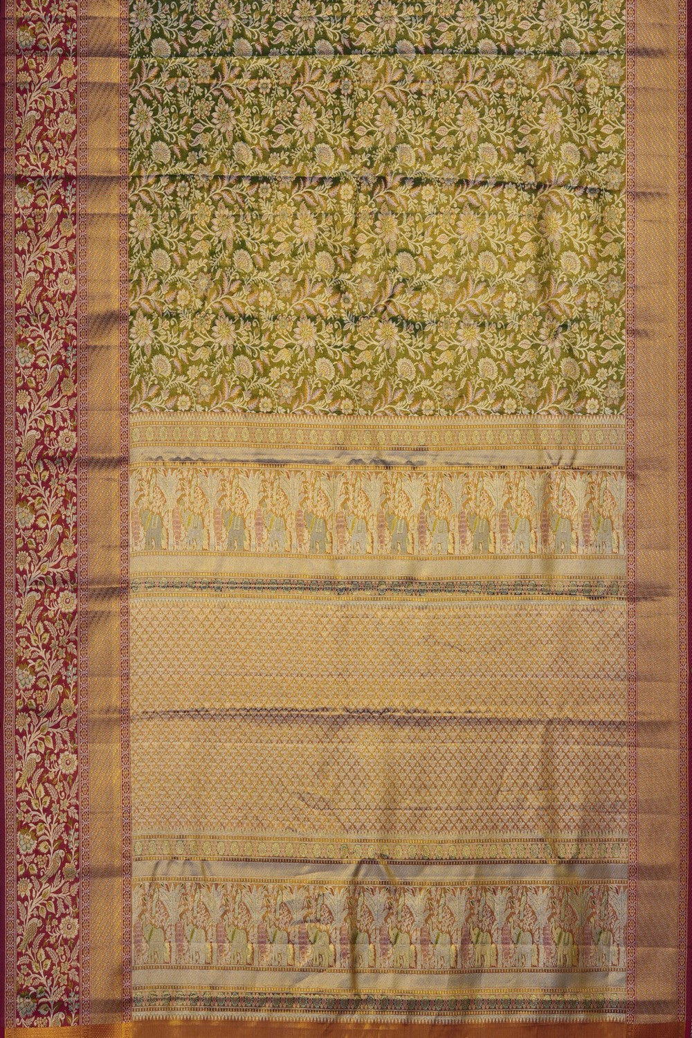 Image of Green Kanchipattu Tissue Brocade Saree