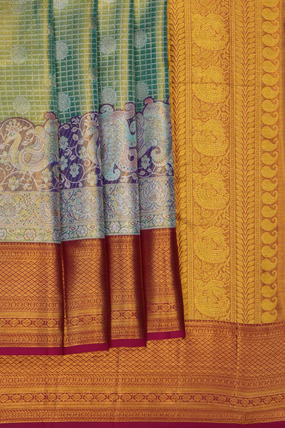 Image of Green Kanchipattu Tissue Brocade Saree