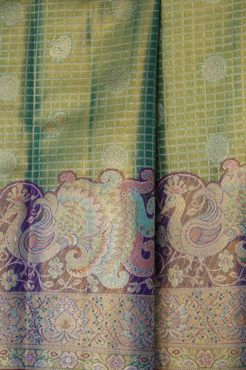 Image of Green Kanchipattu Tissue Brocade Saree
