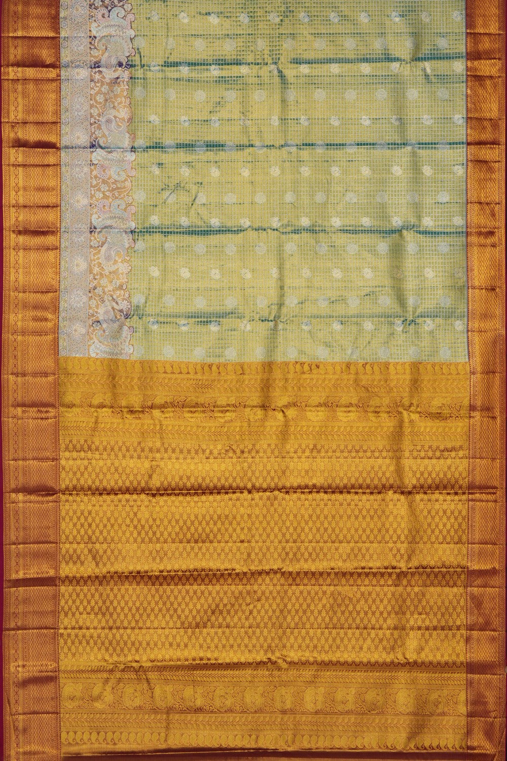 Image of Green Kanchipattu Tissue Brocade Saree