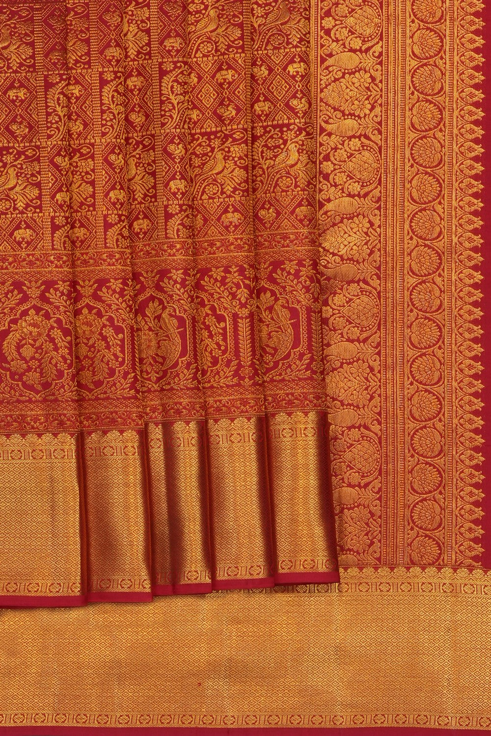 Image of Red Kanchipattu Brocade Saree