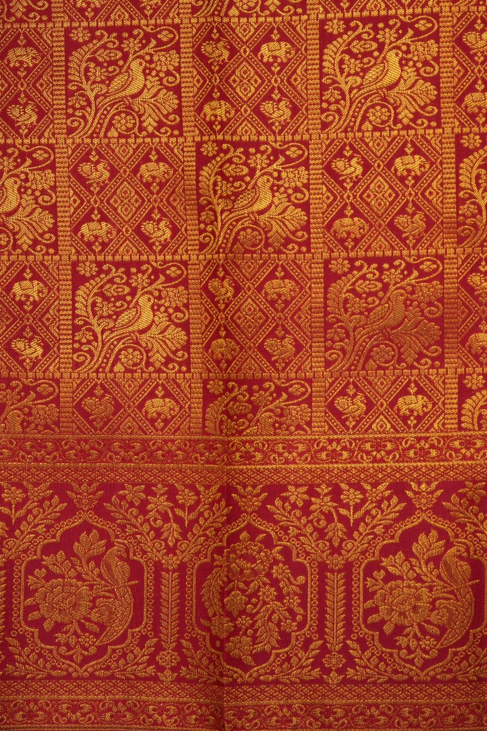Image of Red Kanchipattu Brocade Saree