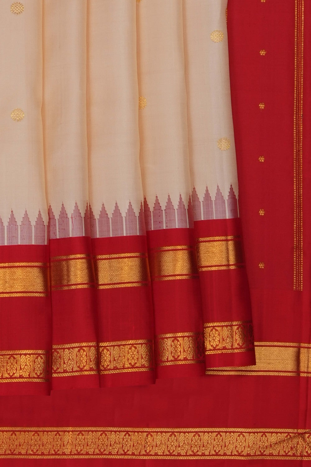 Image of Off-White Kanchipattu Saree