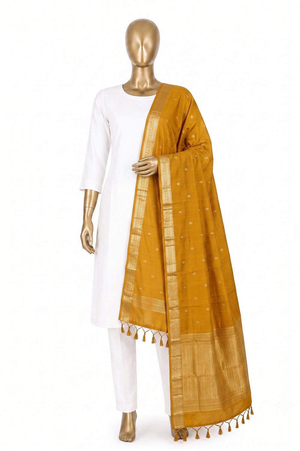Image of Mustard Kanchipattu Dupatta