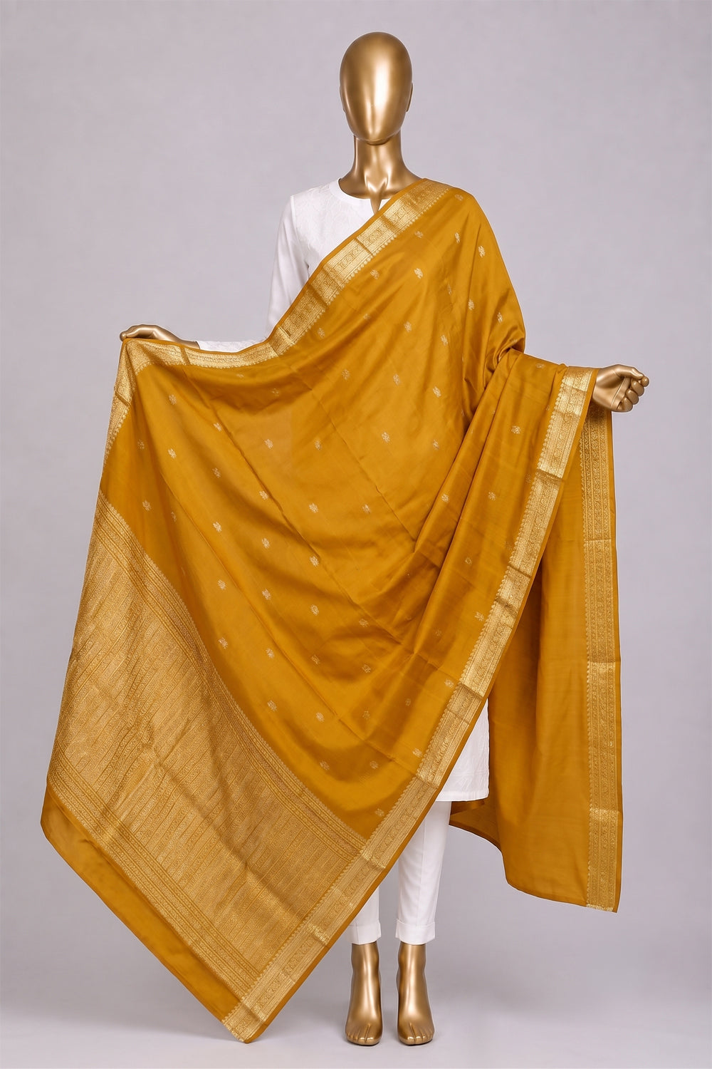 Image of Mustard Kanchipattu Dupatta