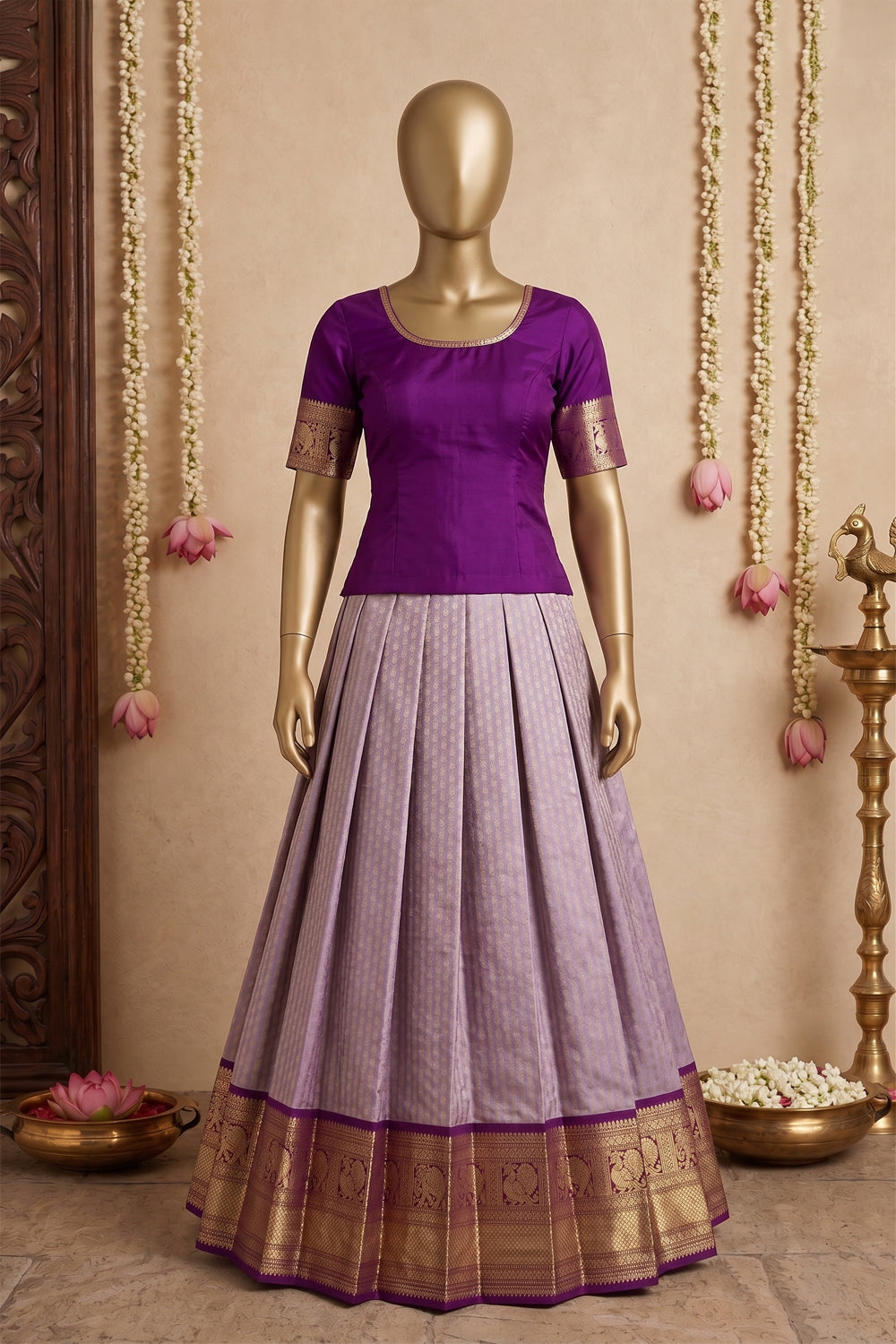 Image of Kanchipattu Pavada Unstitched Set