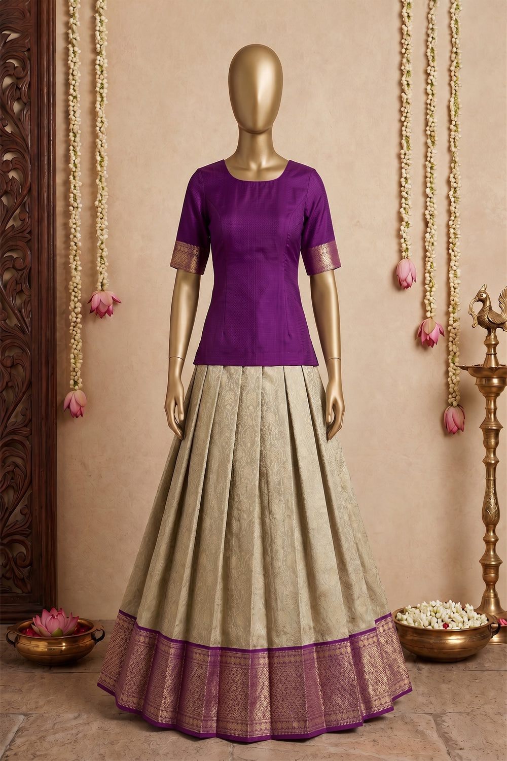 Image of Kanchipattu Pavada Unstitched Set