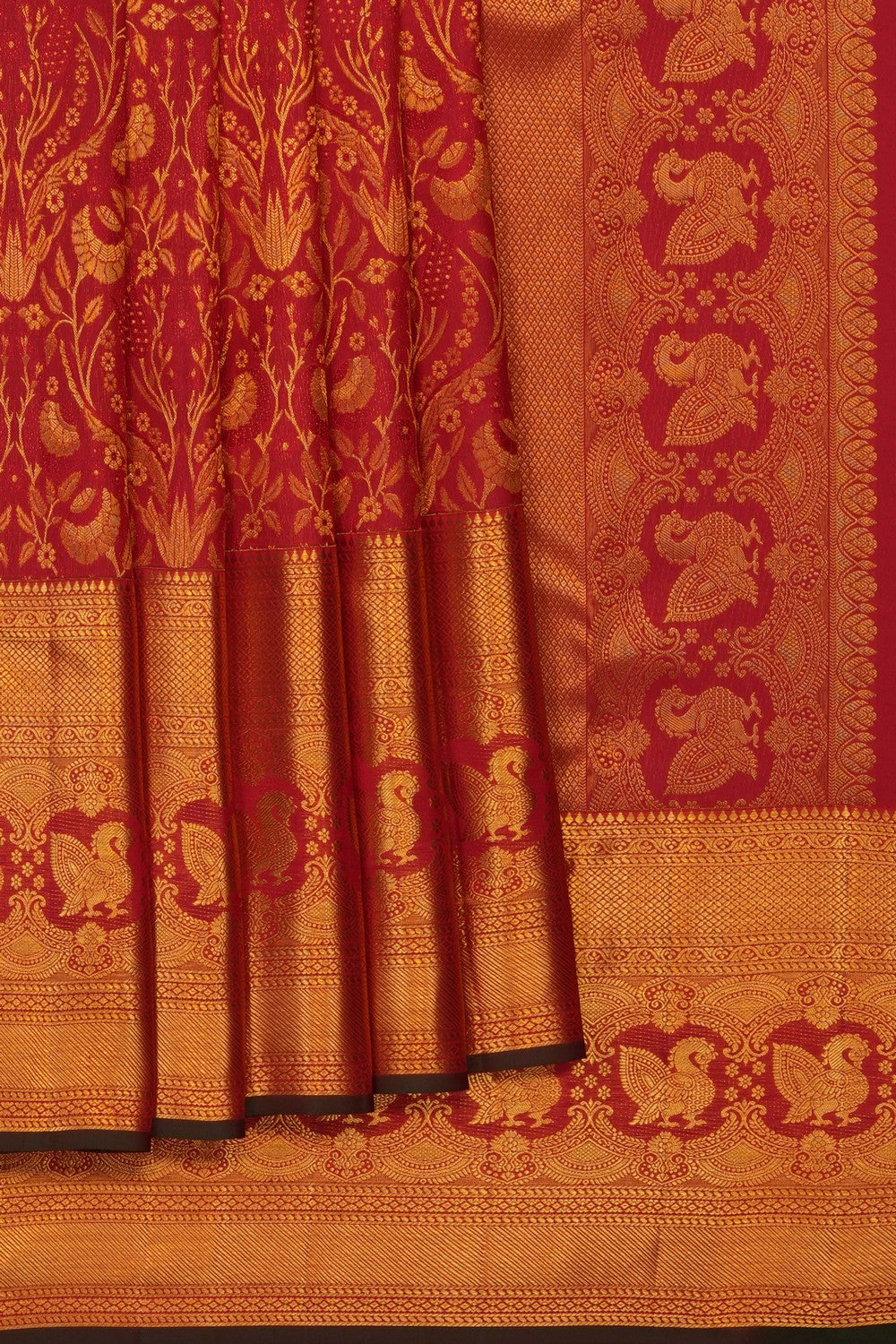 Image of Red Kanchipattu Brocade Saree