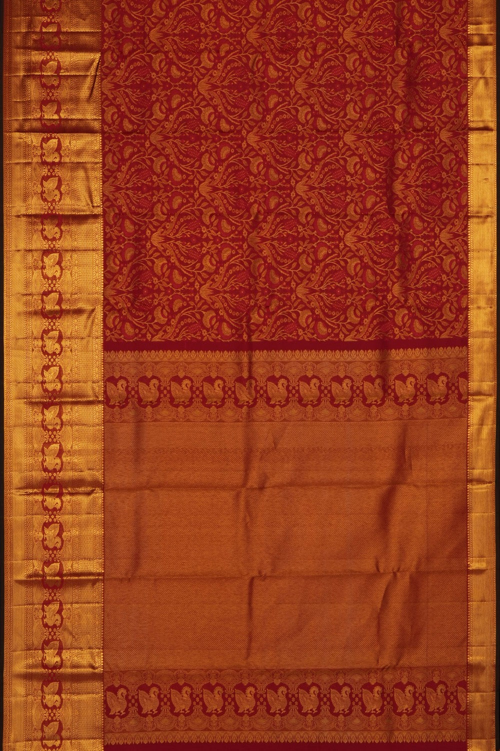 Image of Red Kanchipattu Brocade Saree