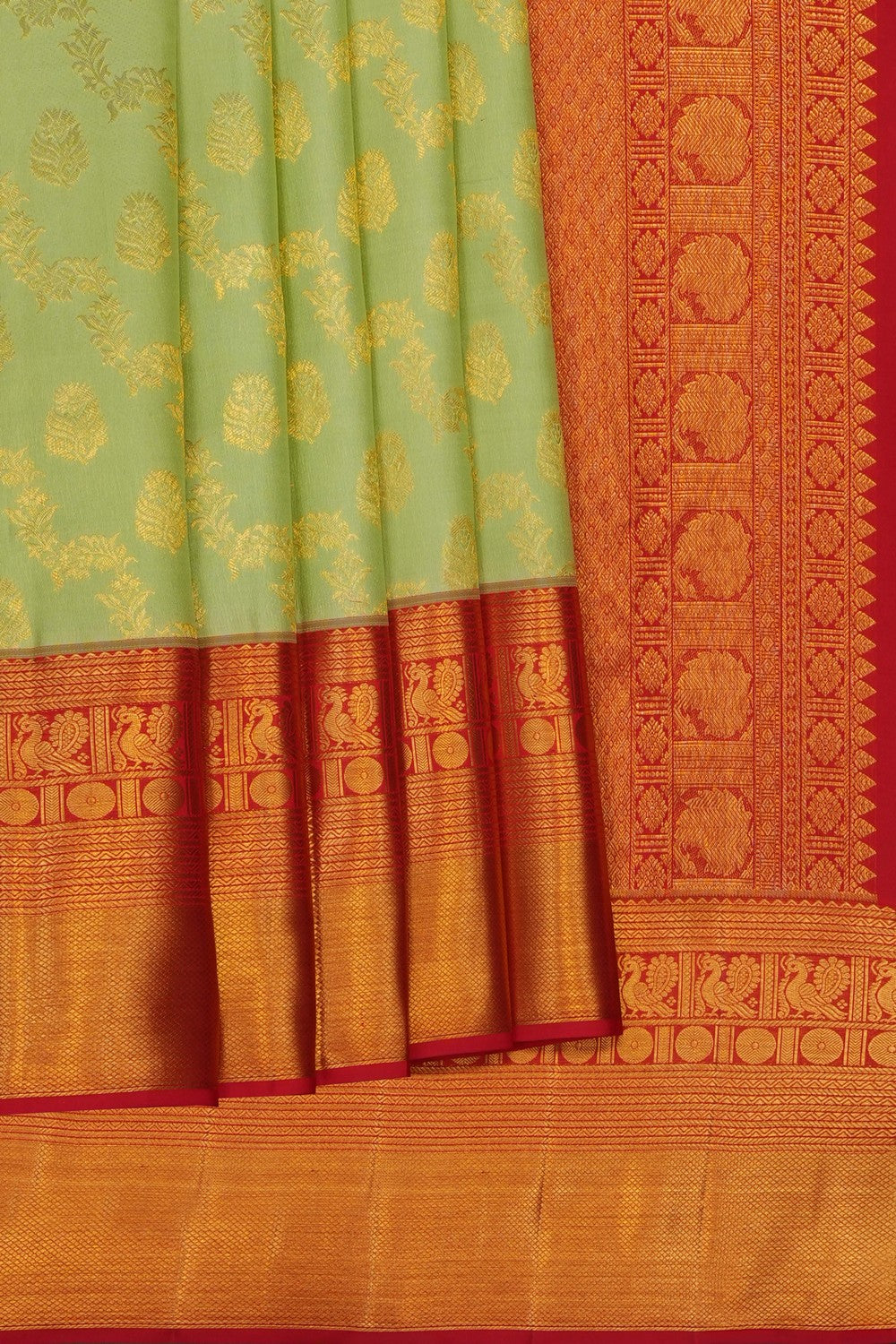 Image of Mint-Green Kanchipattu Brocade Saree