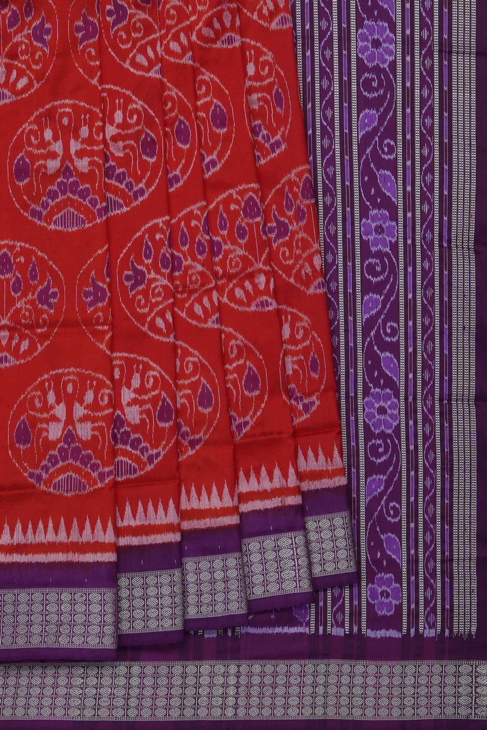 Image of Red Sambalpuri Silk Saree