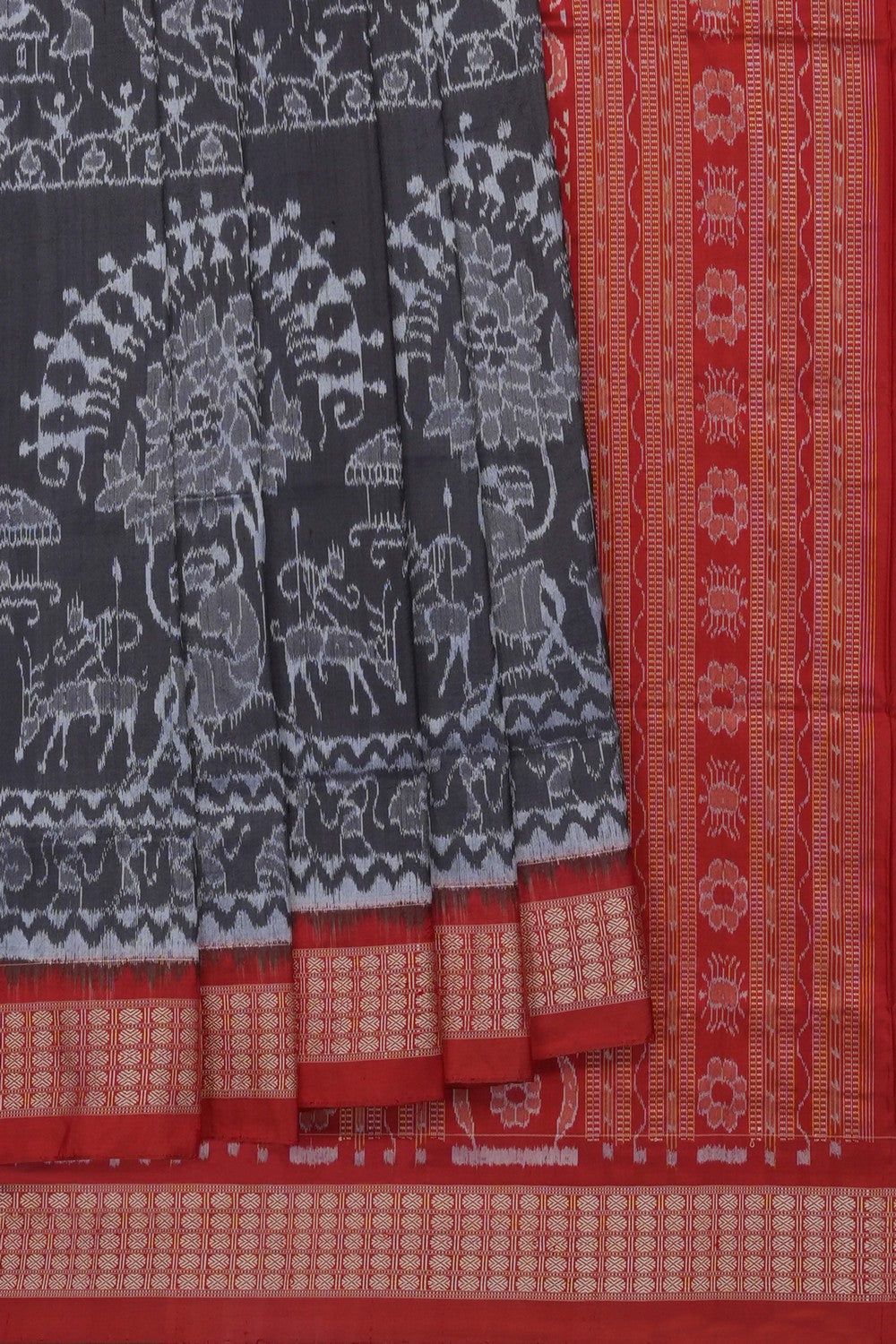 Image of Grey Sambalpuri Silk Saree