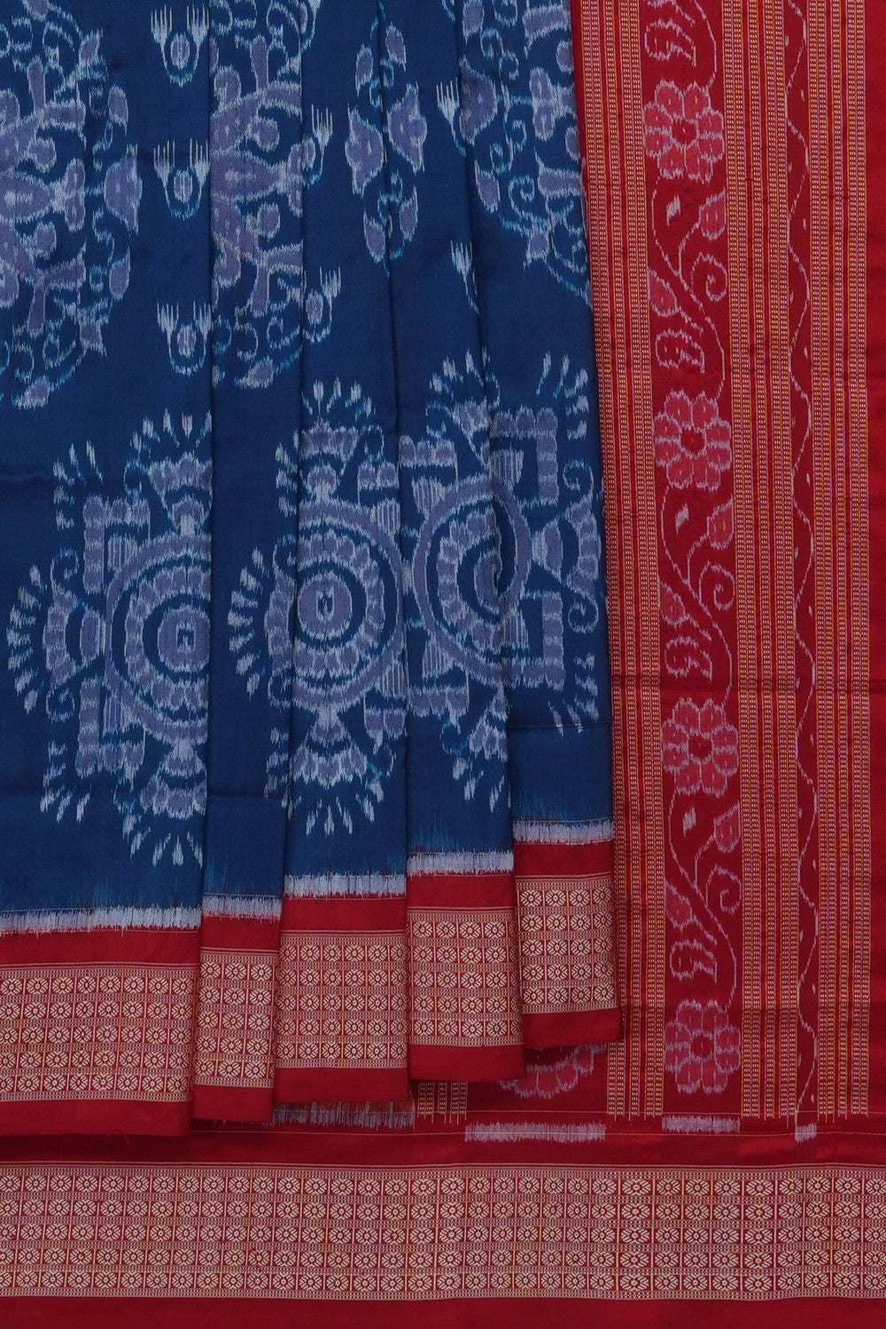 Image of Smoky-Blue Sambalpuri Silk Saree