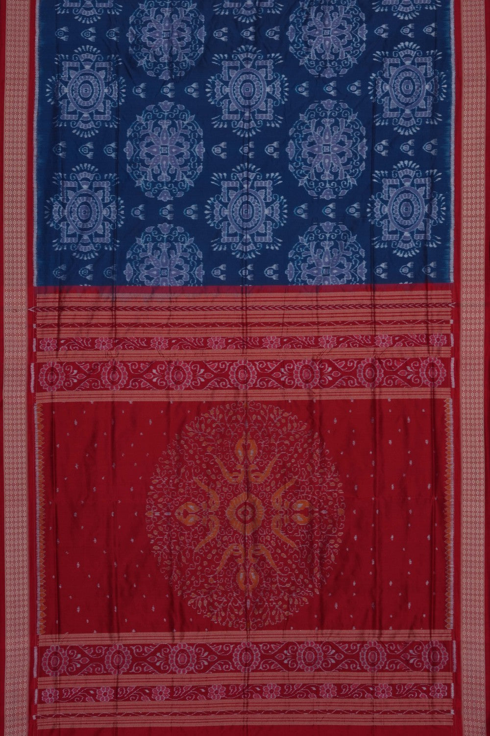Image of Smoky-Blue Sambalpuri Silk Saree