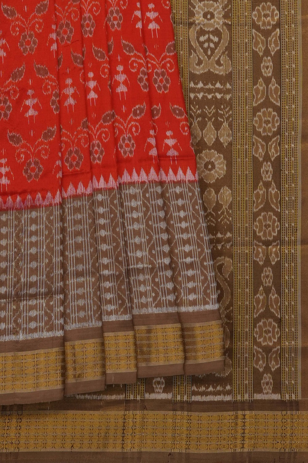 Image of Orange Sambalpuri Silk Saree