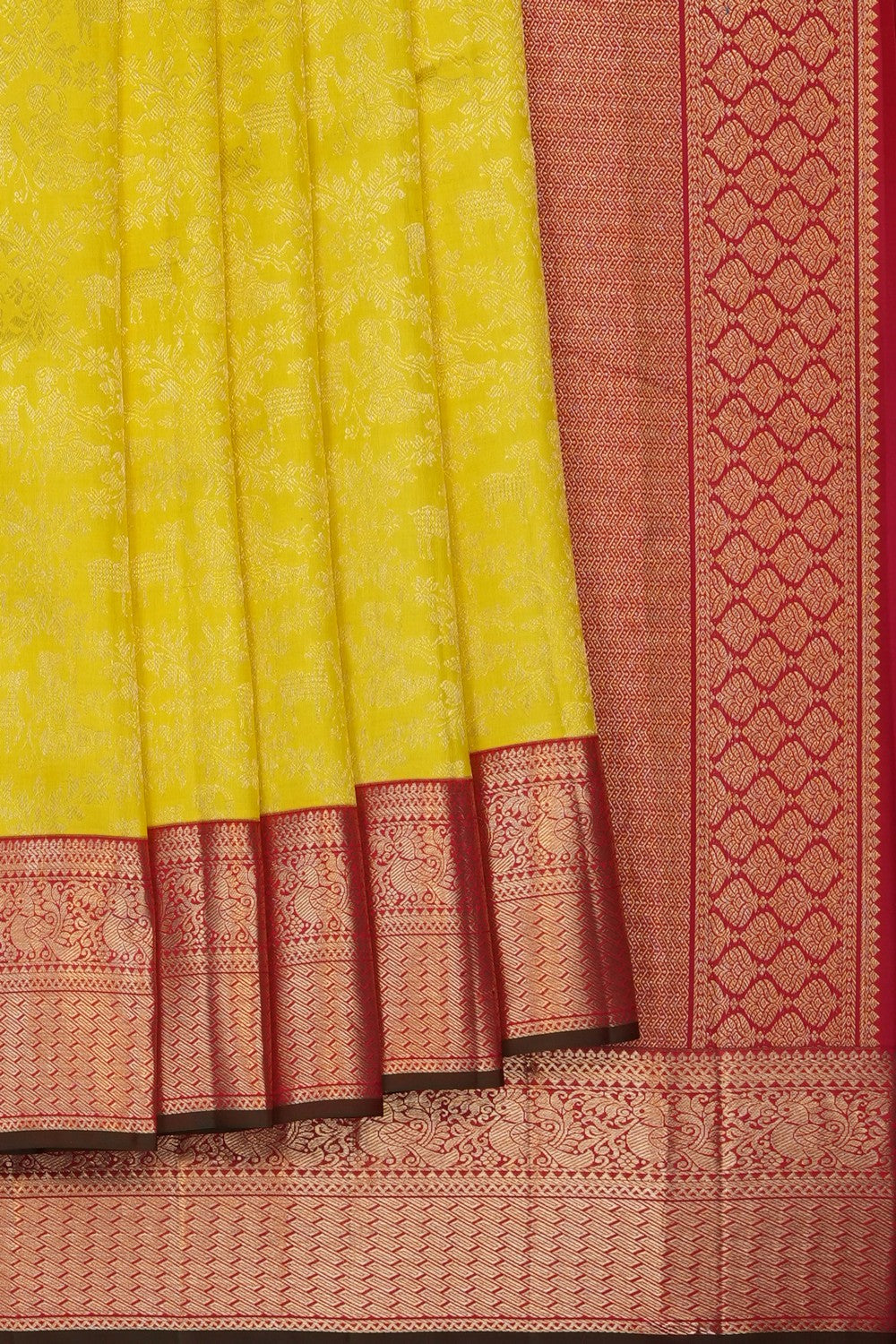 Image of Spring Yellow Kanchipattu Brocade Saree