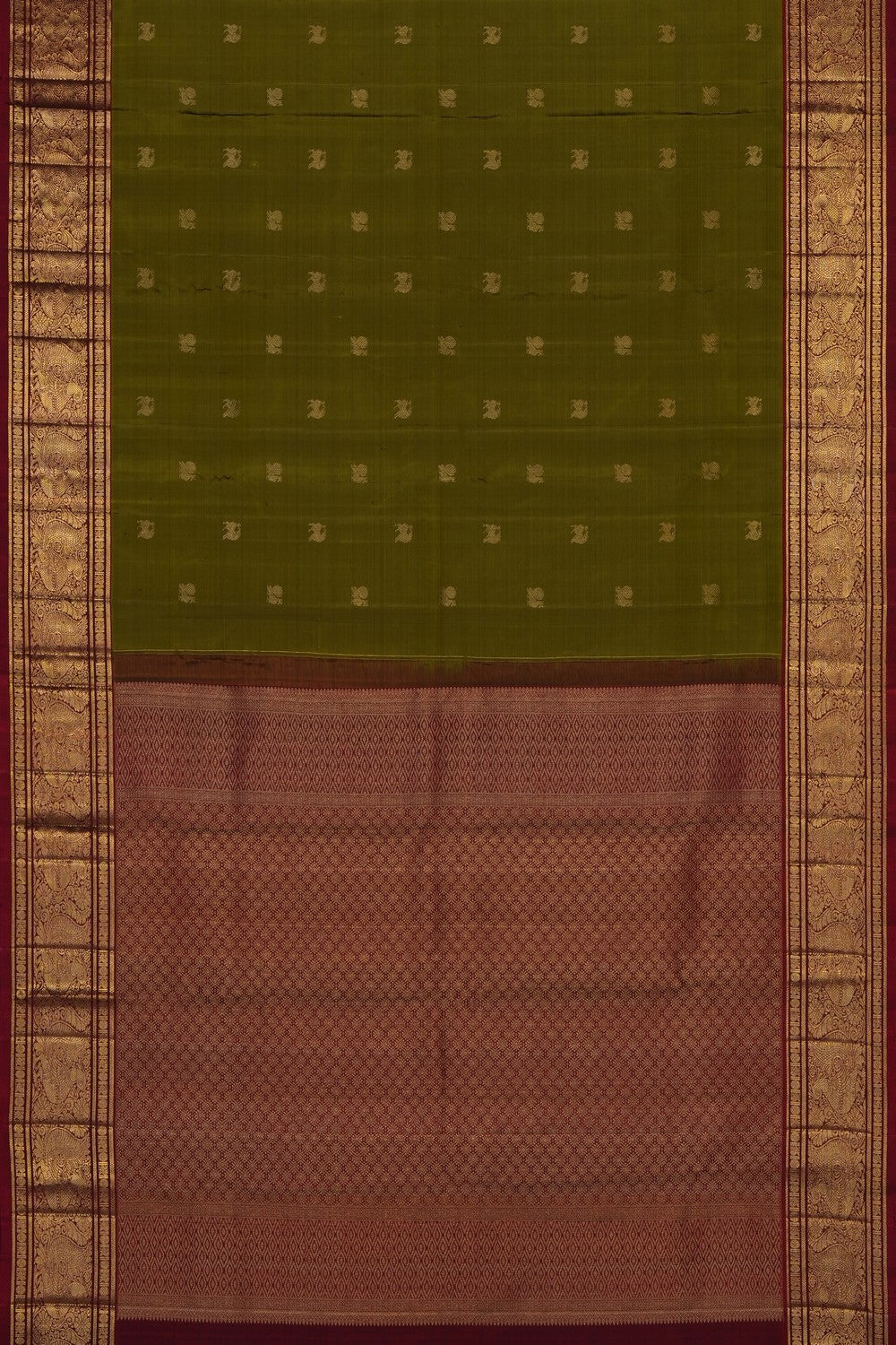 Image of Moss-Green Kanchipattu Brocade Saree