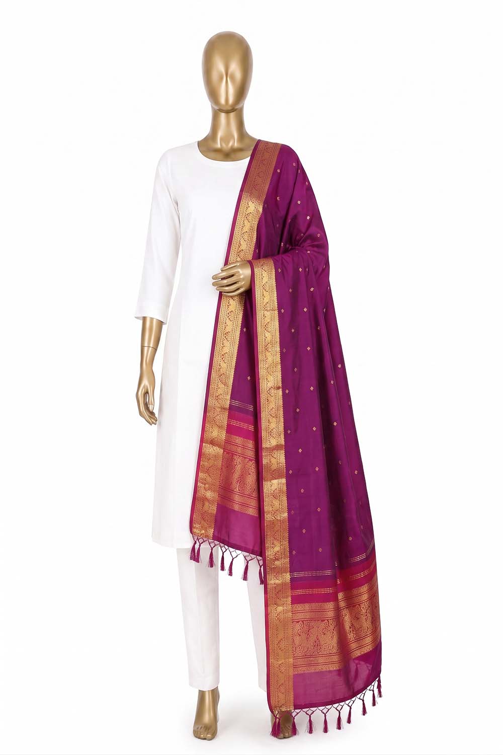 Image of Violet Kanchipattu Dupatta