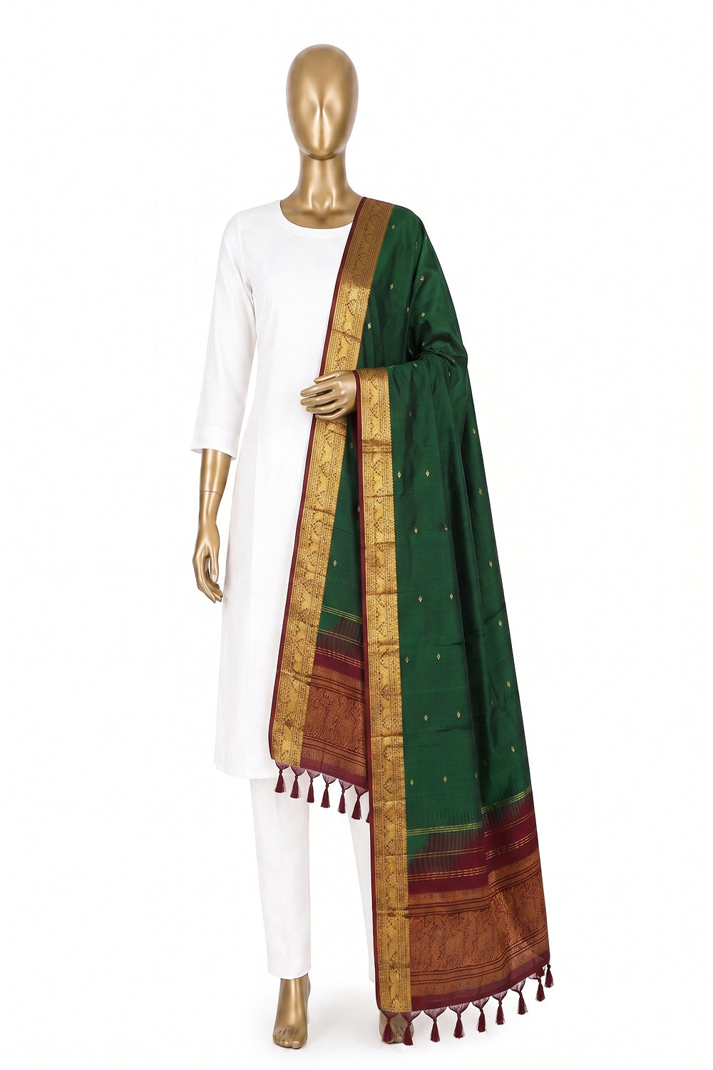 Image of Green Kanchipattu Dupatta