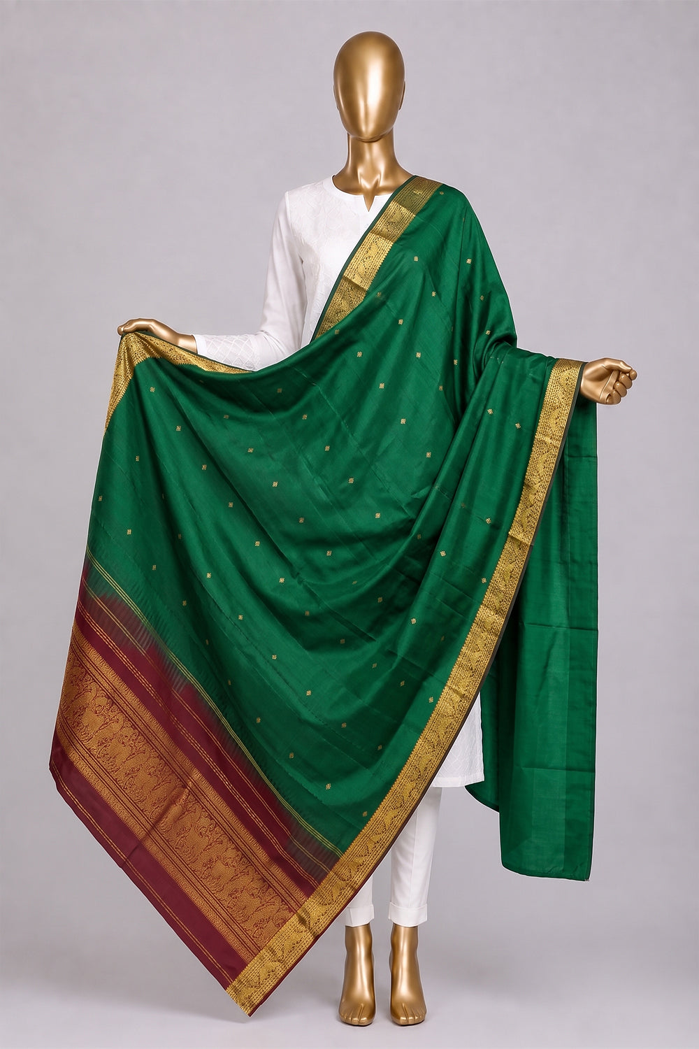 Image of Green Kanchipattu Dupatta