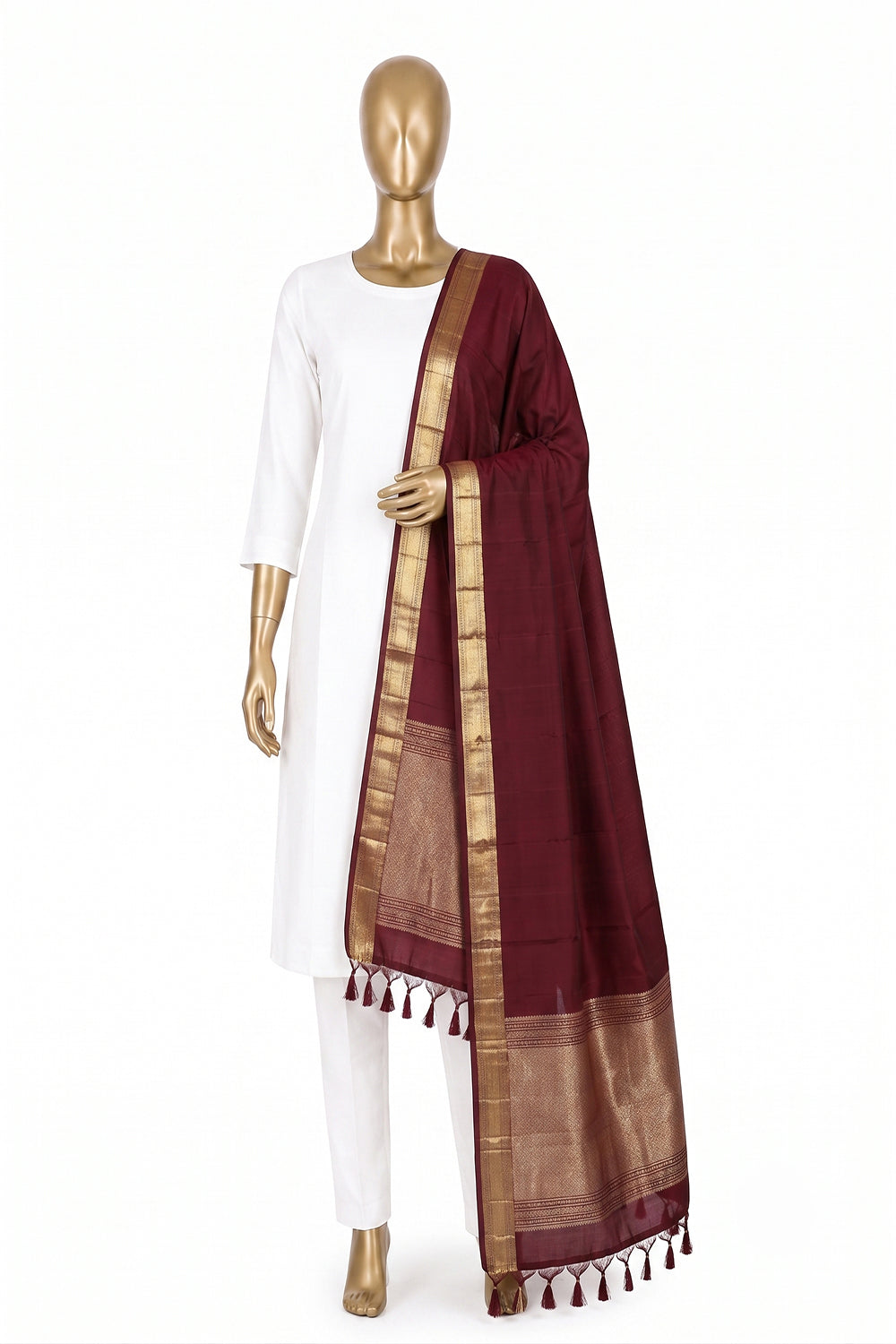 Image of Maroon Kanchipattu Dupatta