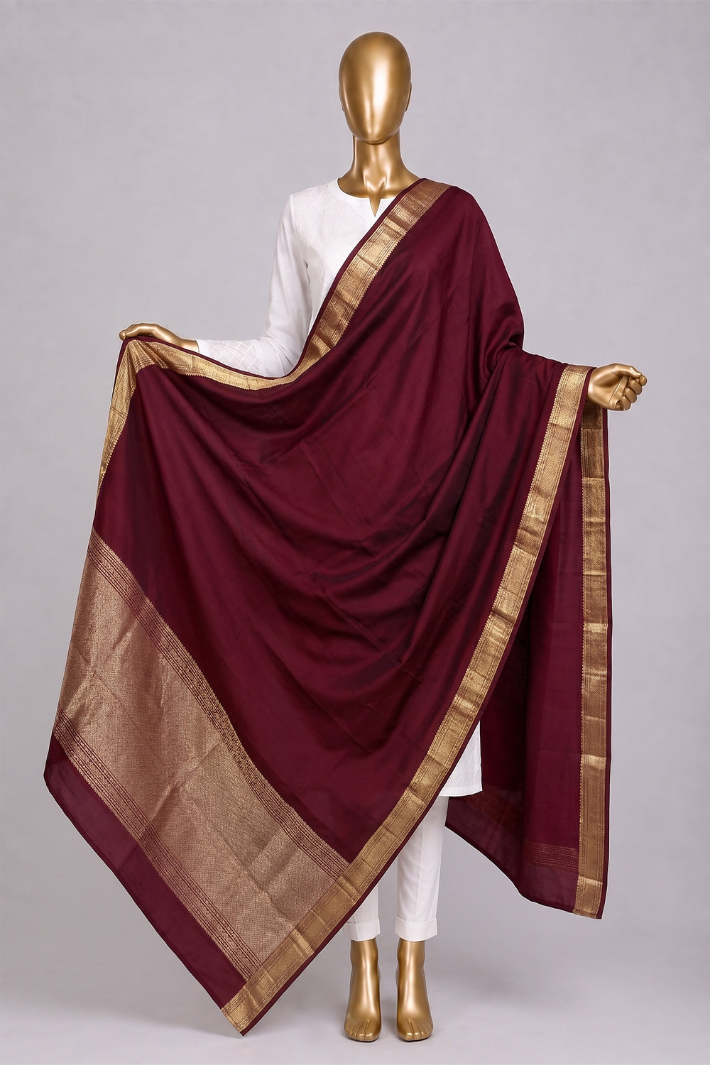 Image of Maroon Kanchipattu Dupatta