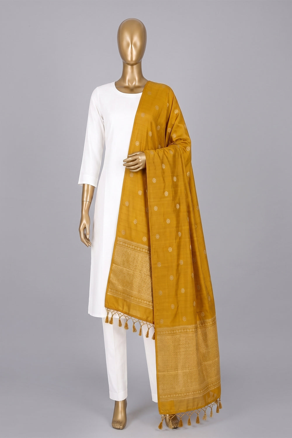 Image of Mustard Kanchipattu Dupatta