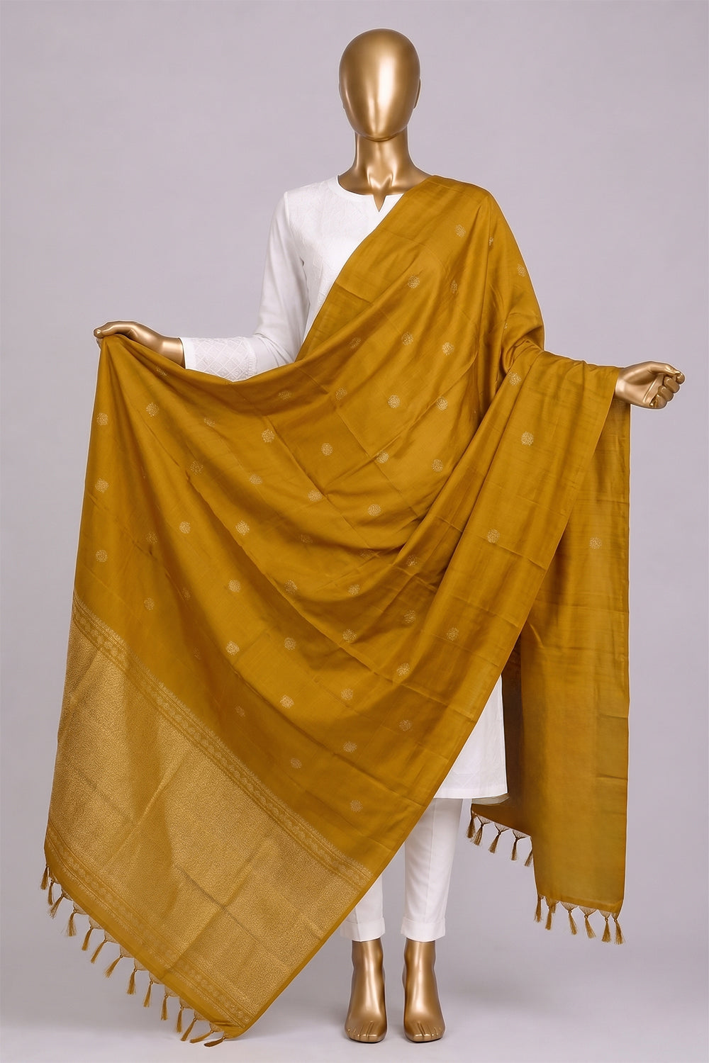 Image of Mustard Kanchipattu Dupatta