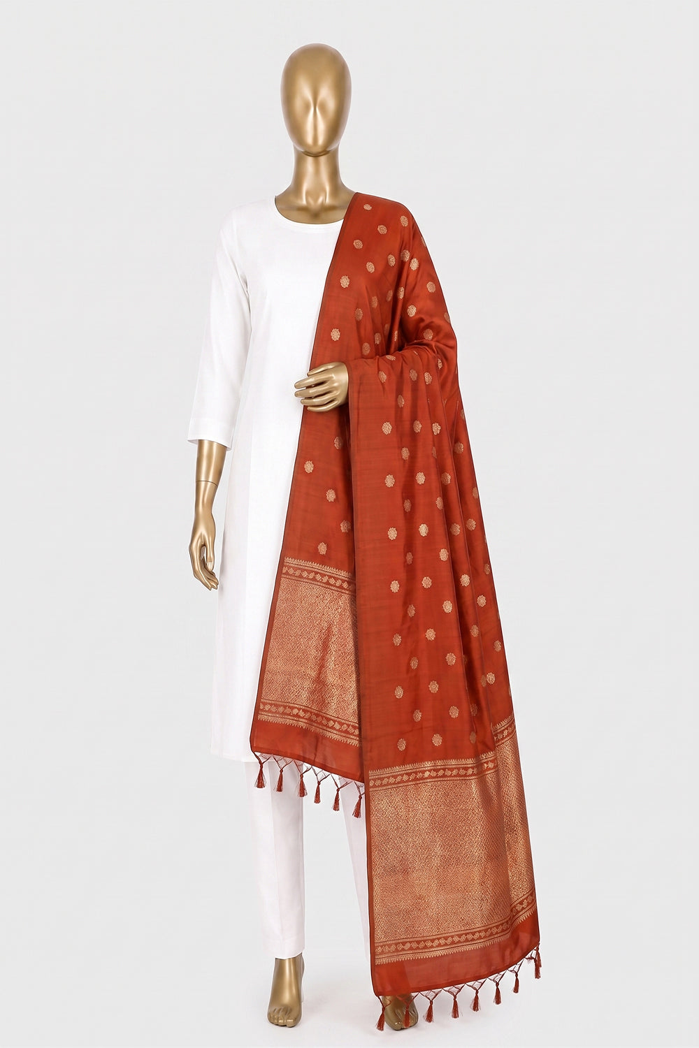 Image of Orange Kanchipattu Dupatta