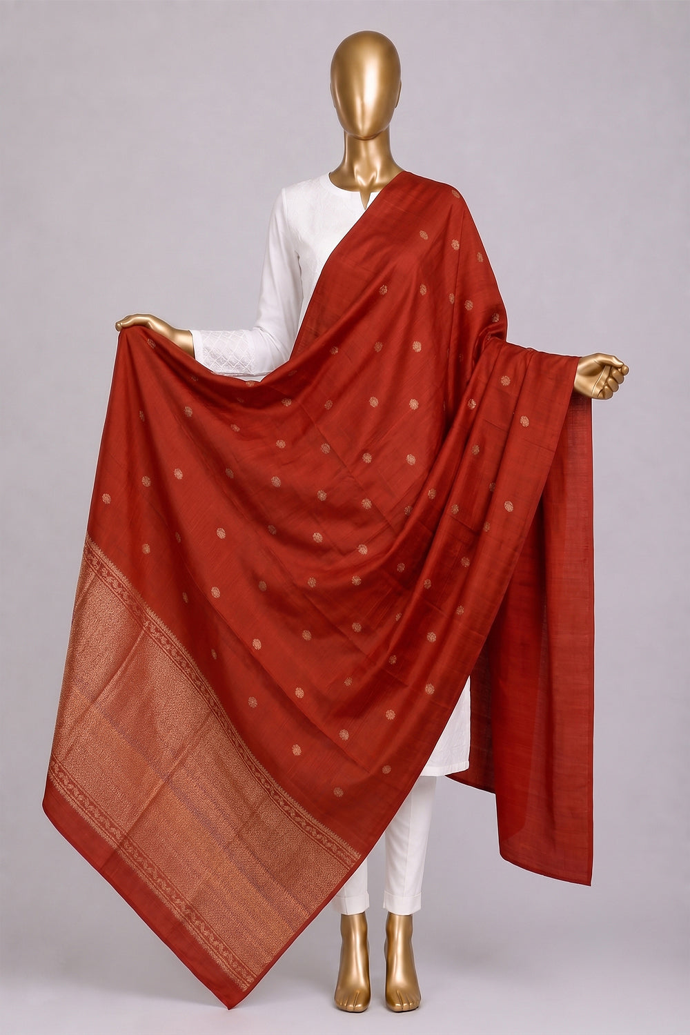 Image of Orange Kanchipattu Dupatta