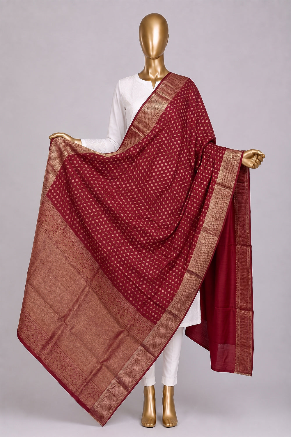 Image of Red Kanchipattu Dupatta