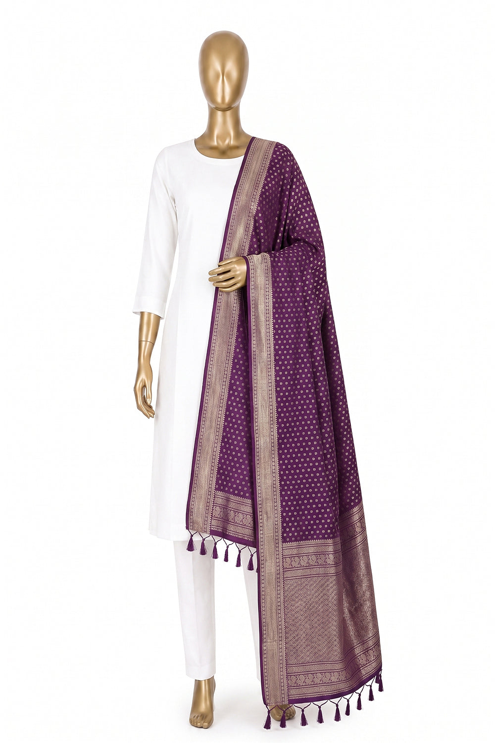 Image of Purple Kanchipattu Dupatta