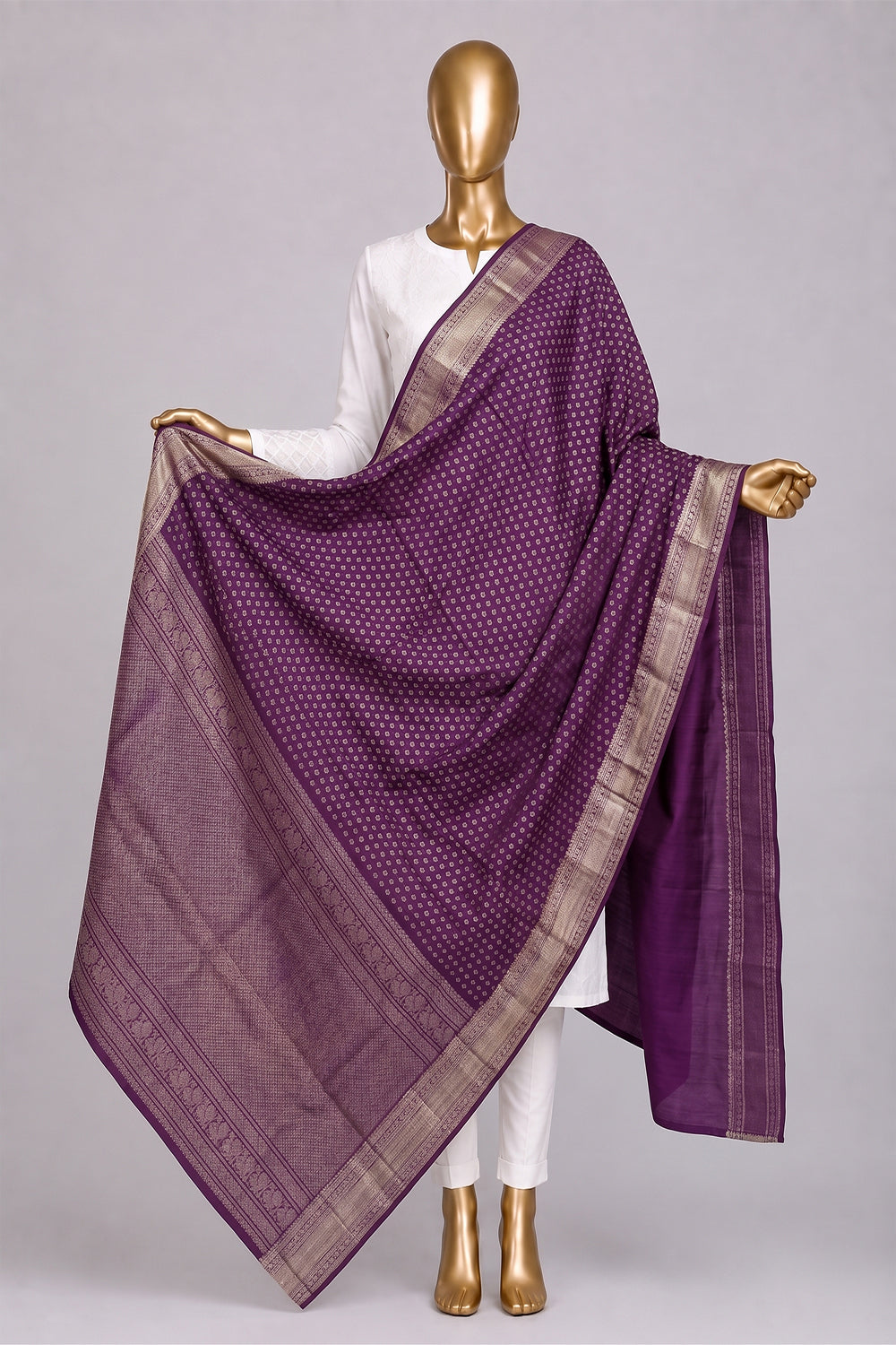 Image of Purple Kanchipattu Dupatta