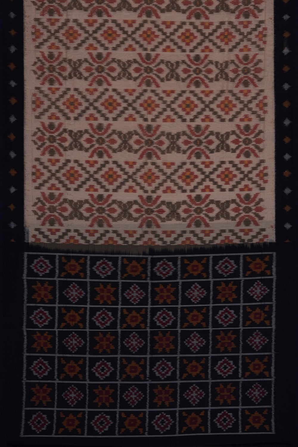 Image of Beige Pochampally Ikat Cotton Saree
