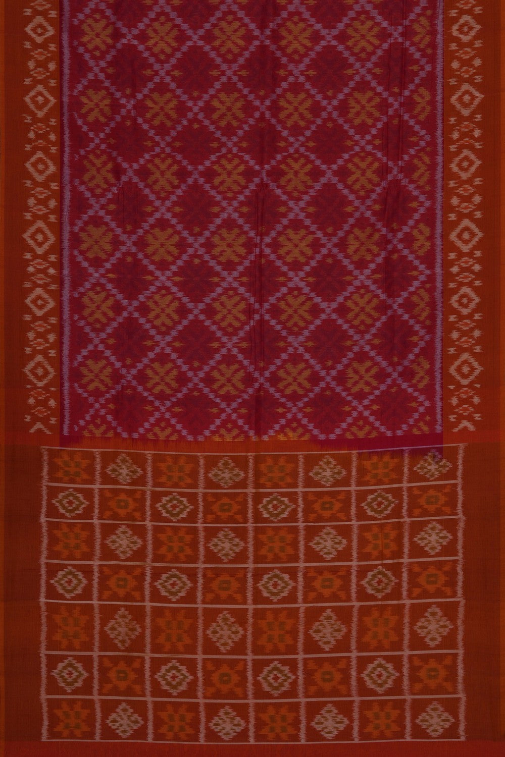 Image of Pink Pochampally Ikat Cotton Saree