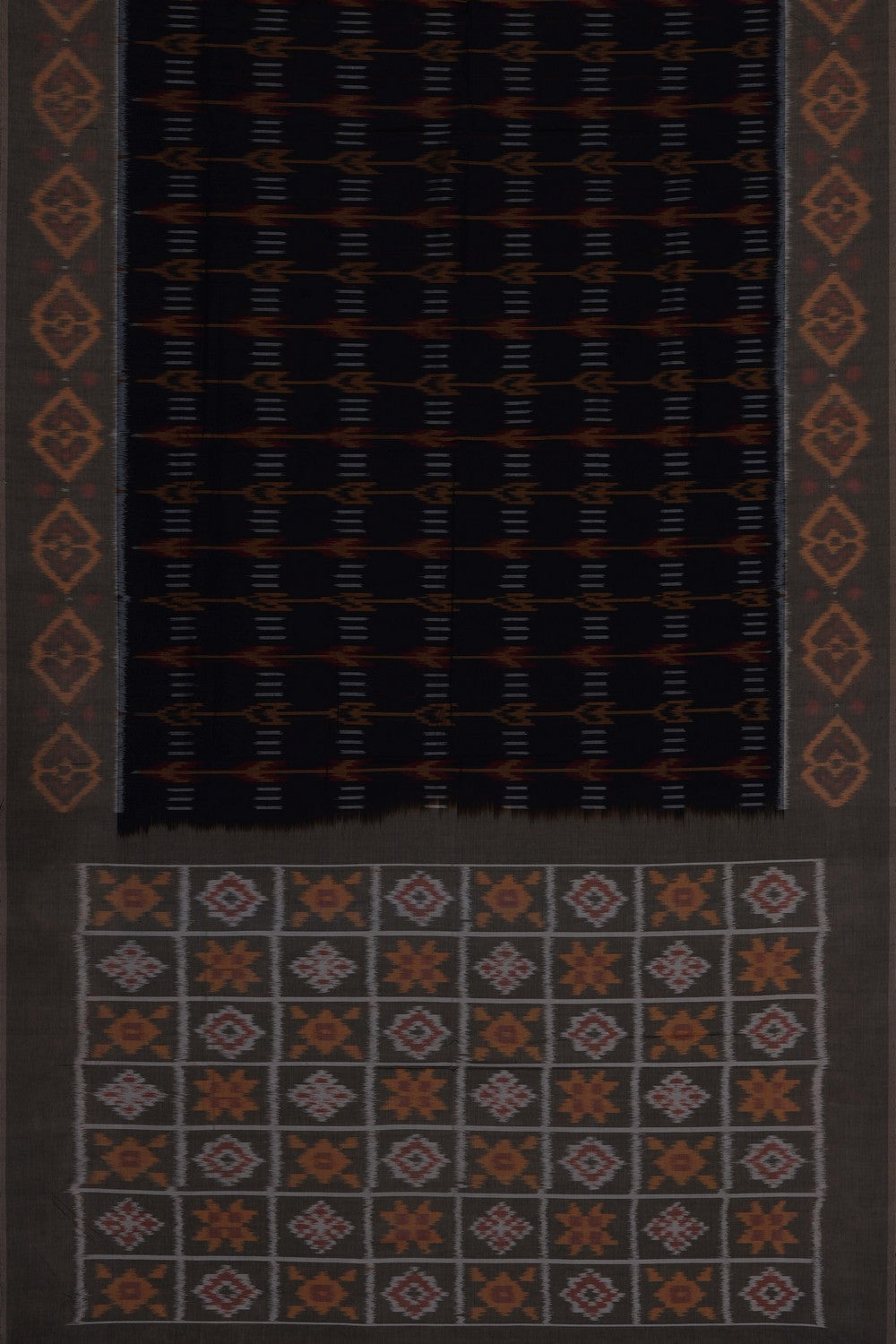Image of Navy Blue Pochampally Ikat Cotton Saree
