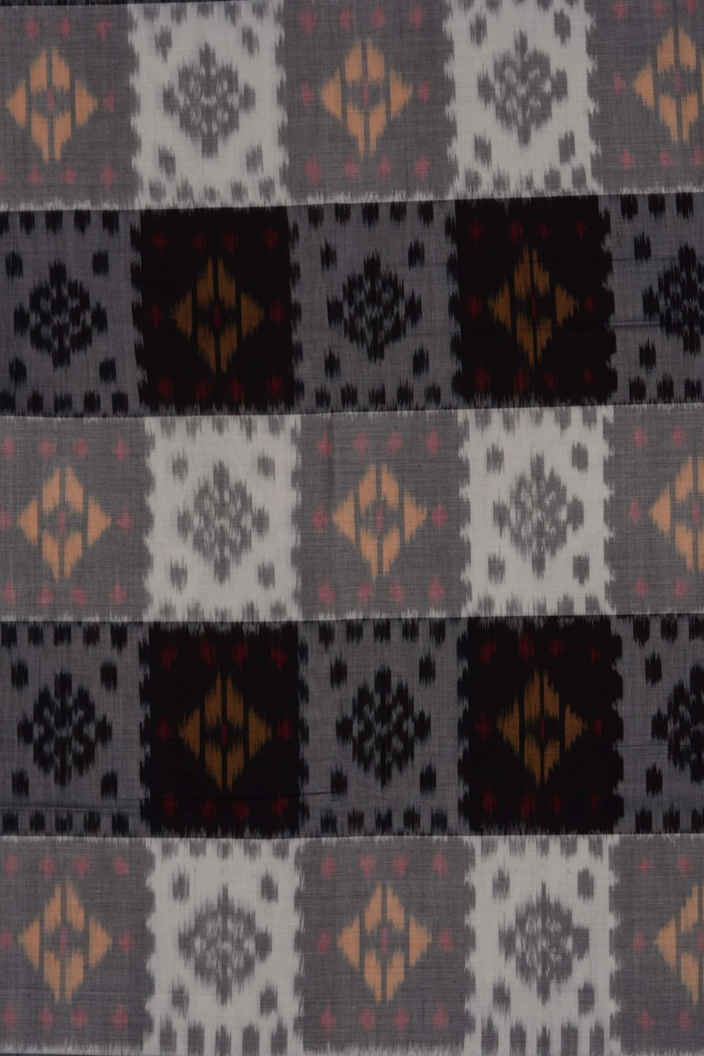 Image of Grey-Black Pochampally Ikat Cotton Saree