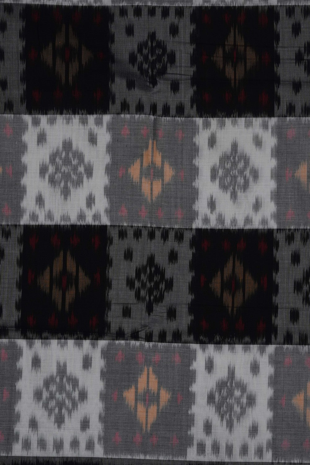 Image of Grey-Black Pochampally Ikat Cotton Saree