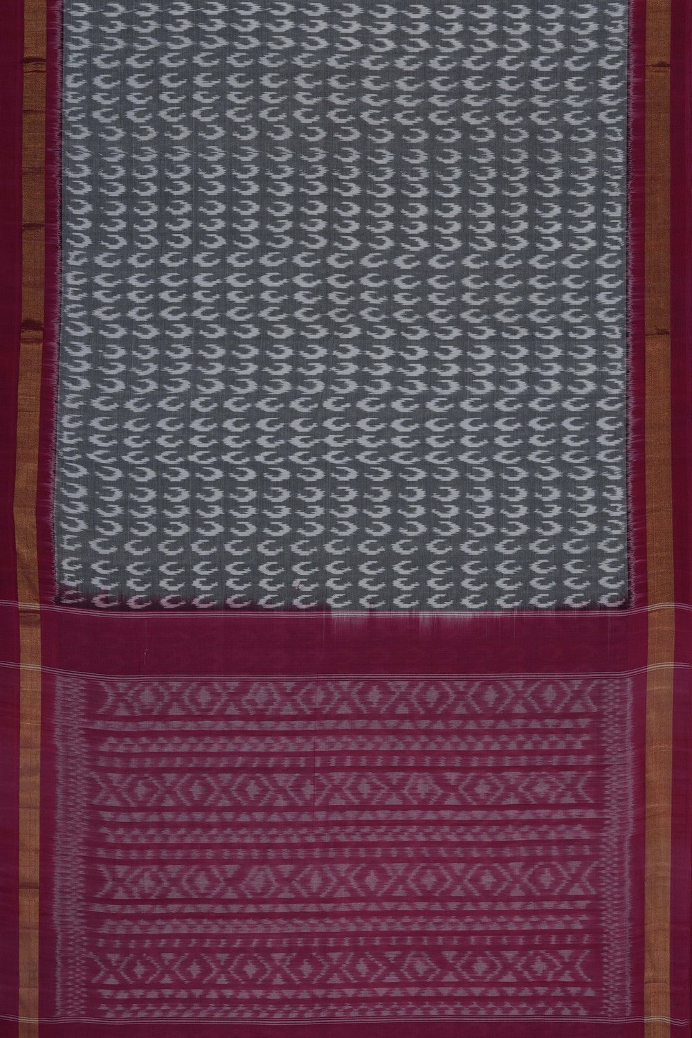 Image of Grey Pochampally Ikat Cotton Saree