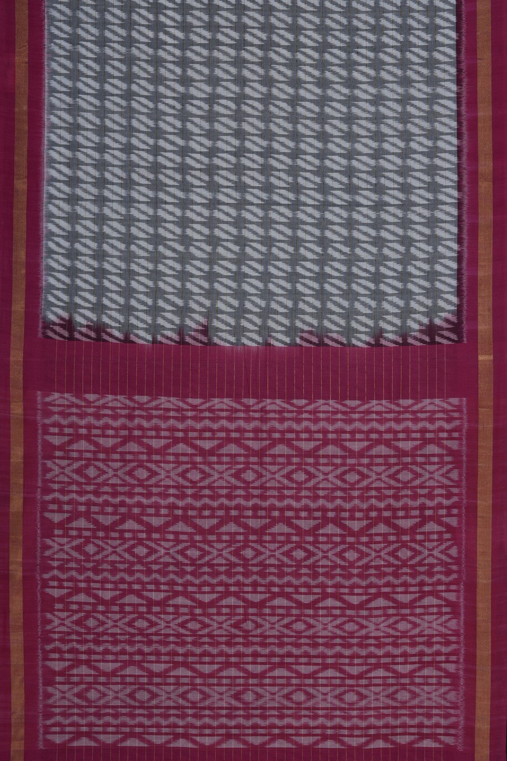 Image of Grey Pochampally Ikat Cotton Saree