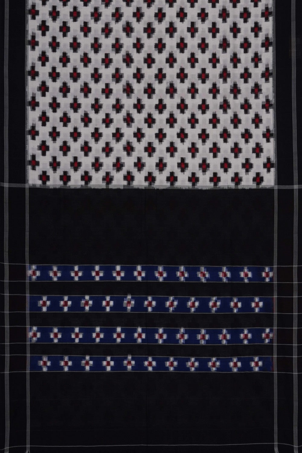 Image of Off-White Pochampally Ikat Cotton Saree