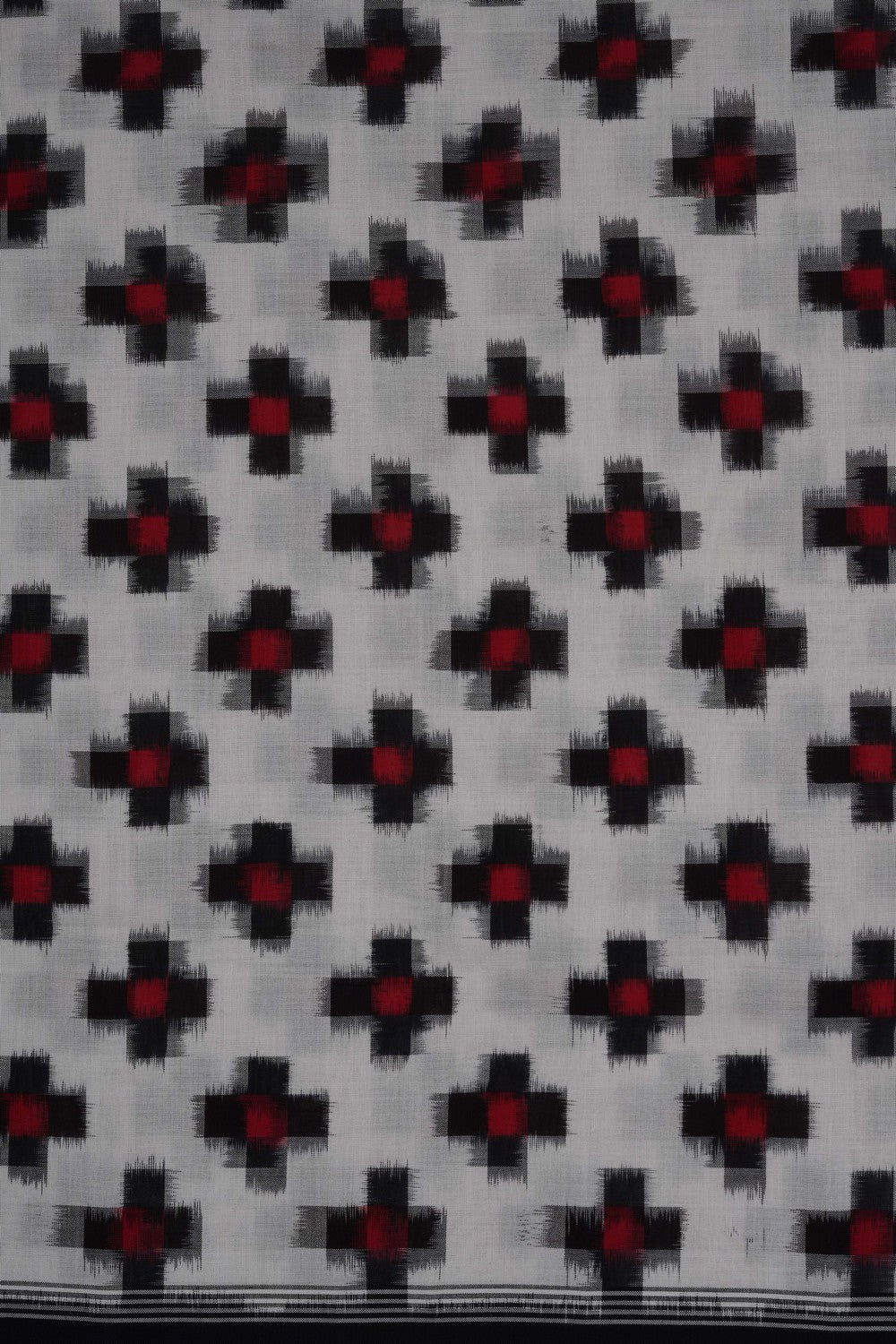 Image of Off-White Pochampally Ikat Cotton Saree