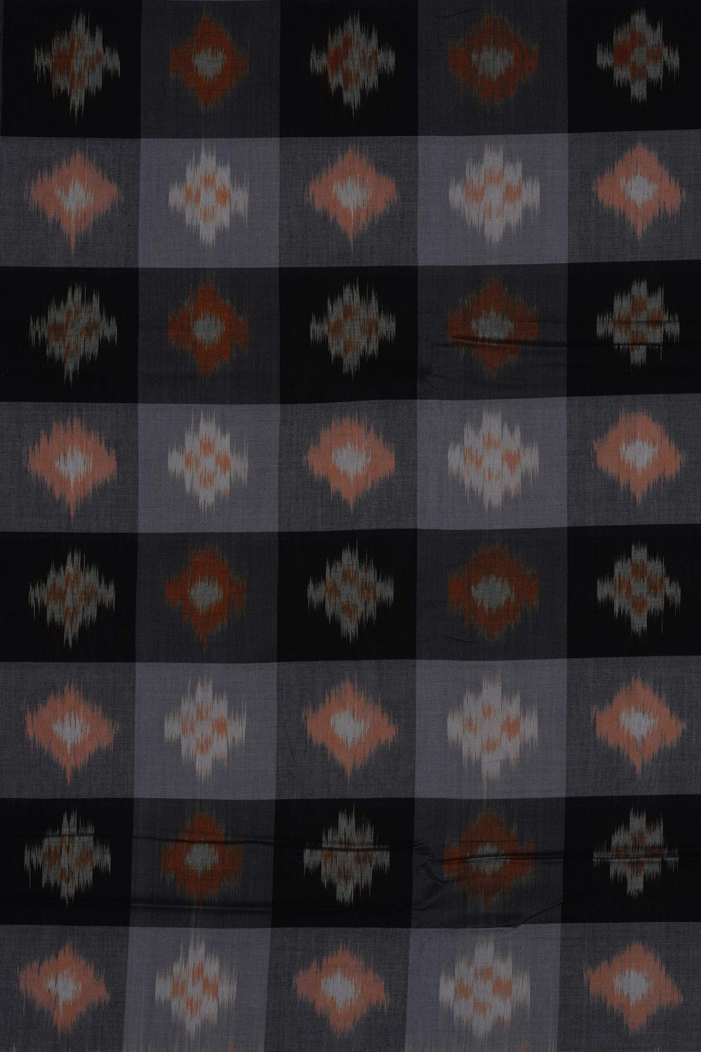 Image of Grey-Black Pochampally Ikat Cotton Saree