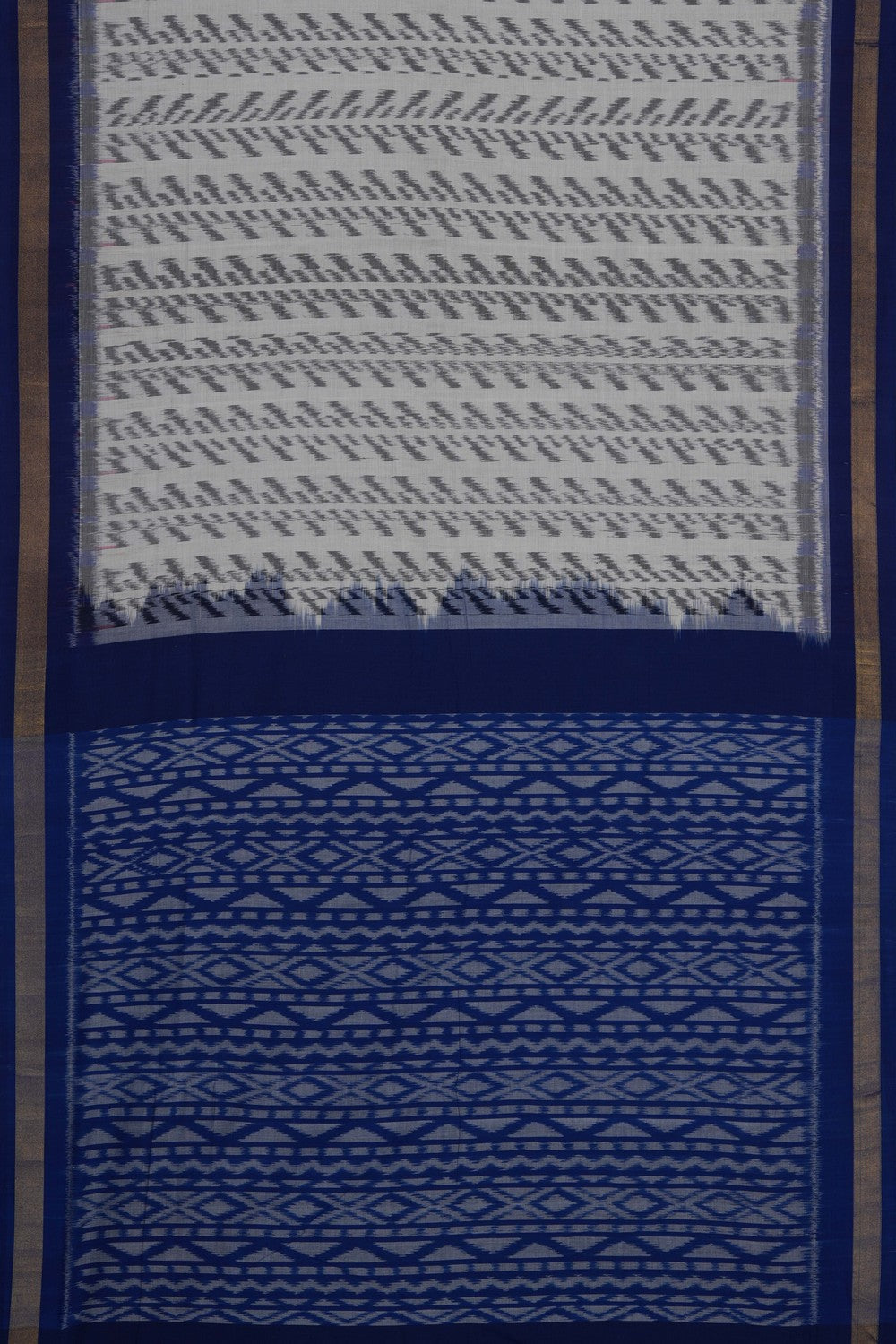 Image of Off-White Pochampally Ikat Cotton Saree
